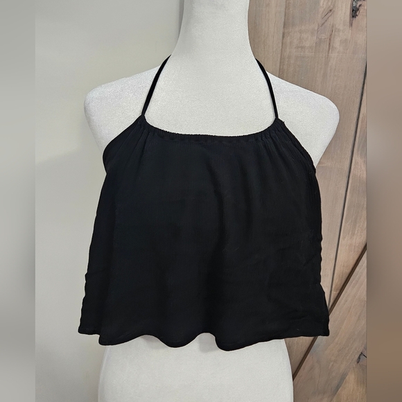 TOBI Veld Crepe Halter Tie Backless Flowy Boho Top In Black. Size Medium - Picture 5 of 12